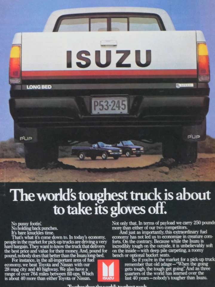 1983 Isuzu Long Bed Truck Vintage No Pussy Footin' Original Print Ad 8.5 x 11" - Image 3 of 4