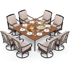 9 Piece Patio Dining Sets Rattan Swivel Outdoor Table Chairs Set with Cushion