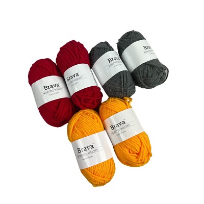 Knit Picks Brava Worsted Weight Yarn Mini Bundle of 6 Three colors 100% Premium