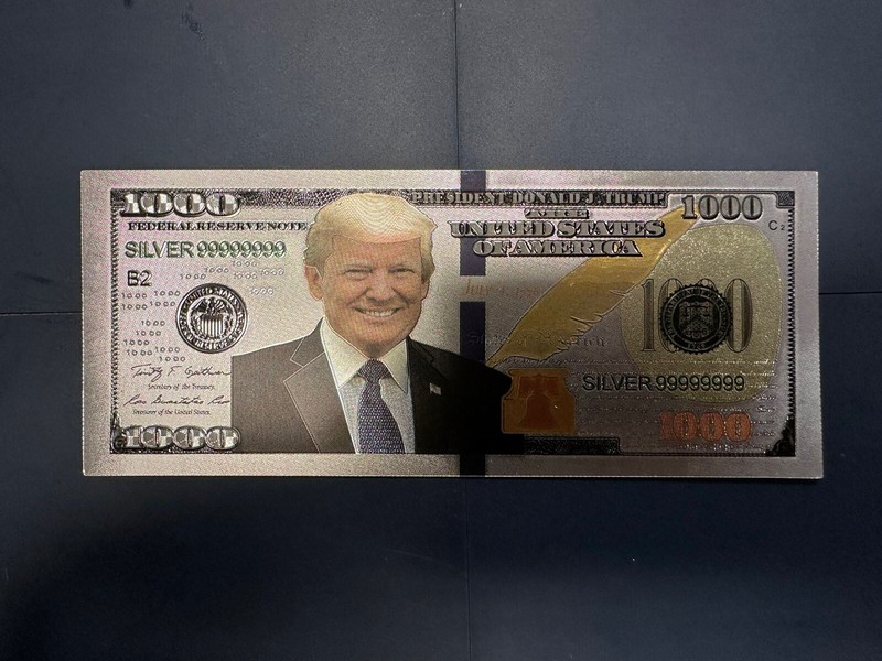 Silver Foil US DONALD TRUMP $1000 Dollar Bill Republican Collection - ED22