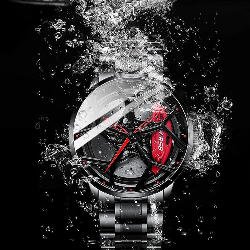 Reloj Hombre Acero Inoxidable Rueda Audi RS8 Cuarzo Impermeable Clásico Foto 4 de 4