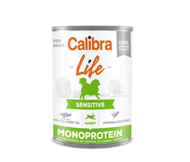 Calibra Dog Food Sensitive with Rabbit 6 x 400g Cans