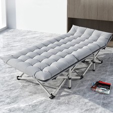 Portable Folding Camping Bed Sleeping Cot Gray with Soft Mattress Carry Bag