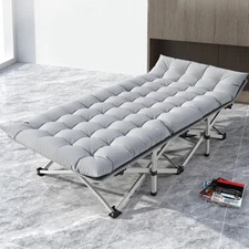 Portable Folding Camping Bed Sleeping Cot Gray with Soft Mattress & Carry Bag