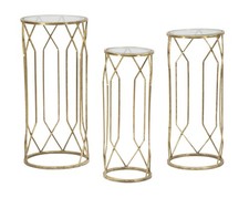 Tavolini eleganti Tunisi Tris in metallo e vetro ø 32x71-28x65-23x61