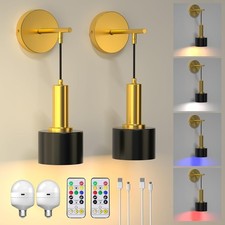 Battery Operated Wireless Wall Sconce Set of 2 Rechargeable Wall Lights Indoor