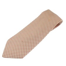 Hermes Silk Wide Necktie Floral Pattern Orange White All Over Tie Used