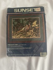 Sunset 1998 Needlepoint Pheasant Pair Wool 16...