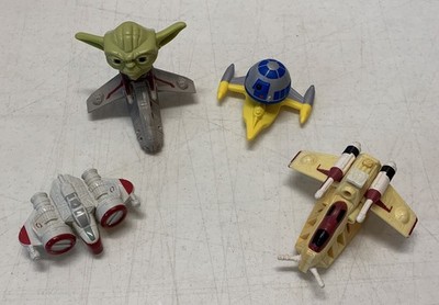 Star Wars Happy Meal Toys Lot of 4: Yoda & R2D2 Bobble Heads Plus 2 Other Ships