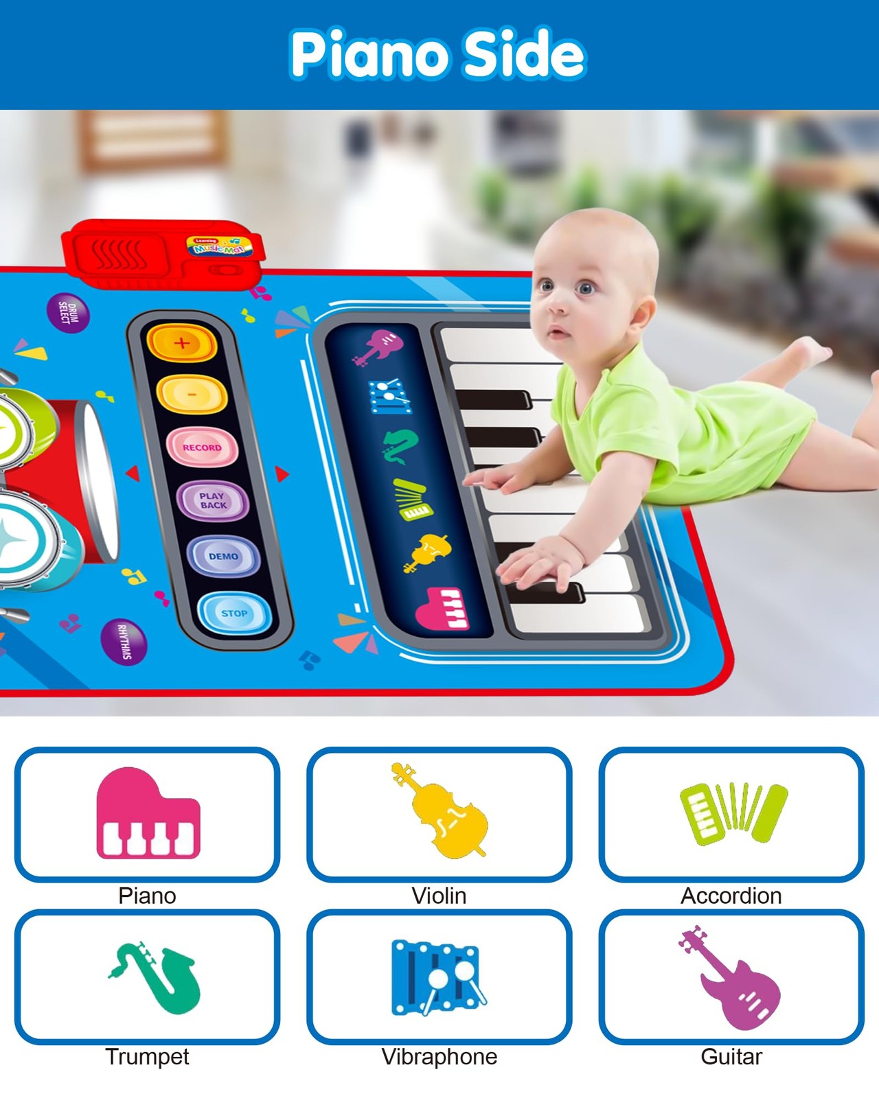 Baby Toys for 1 Year Old: Baby Musical Mat Toddler Toys Age 1-2 - 2 in 1 Pia Dru