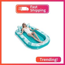 Inflatable Tanning Pool Lounger Float with Cervical Pillow - Pool Floats Adult f