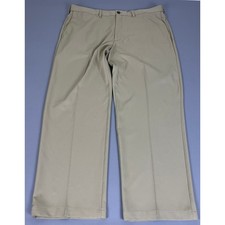 Haggar Cool 18 Pro Dress Pants Men's 40x30 Khaki Classic Fit Flat Front Trousers