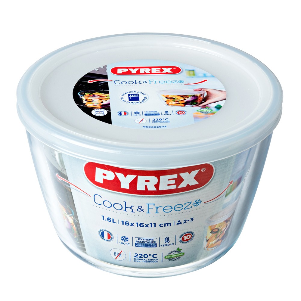 Plat rond Pyrex verre 1,6 l récipient de conservation hermétique 16cm