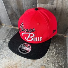 New Era NBA Chicago Bulls Script 9Fifty Snapback Hat Cap Red Black White