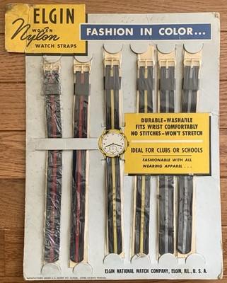 Vintage Elgin Watch Band Straps Nylon Woven Display Of 6 NOS