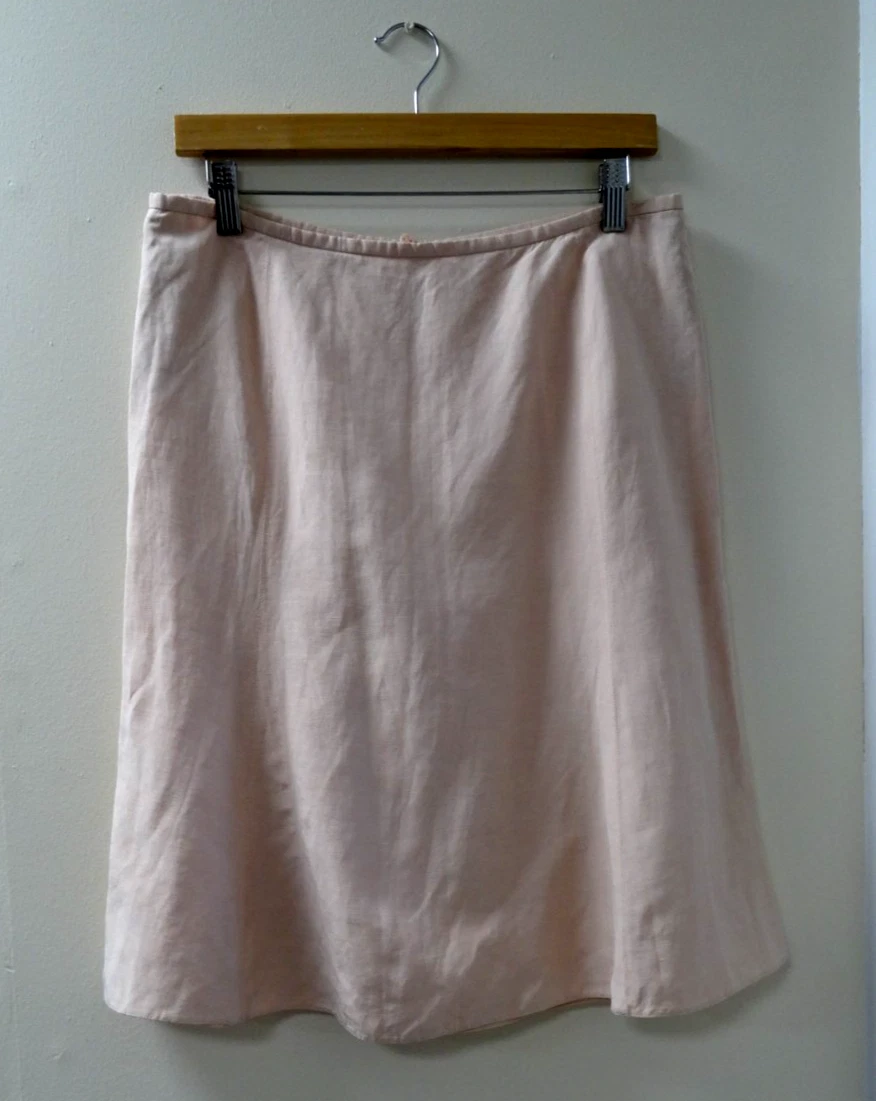 ARMANI SKIRT LINEN & SILK LINED PALE PINK/PEACH SIZE 12 ITALY 44 *READ DESC*