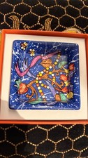 HERMES PORCELAIN MINI BLUE SQUARE DISH/TRAY  PRELOVED