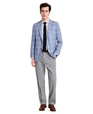 Tommy Hilfiger Mens Modern Fit Sport Coat Blazer 36 R Light Blue Plaid