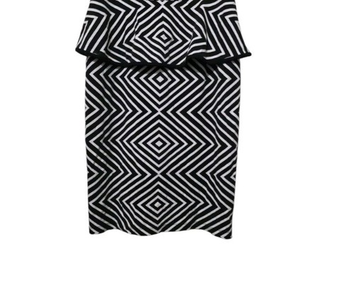Worthington Damen schwarz weiß geometrisches Streifenmuster Schößchen Kleid Größe 10 - Bild 6 von 10