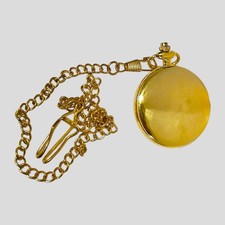 Vintage Gold Tone Quartz Pocket Watch with 14" Chain Classic Fob Pendant