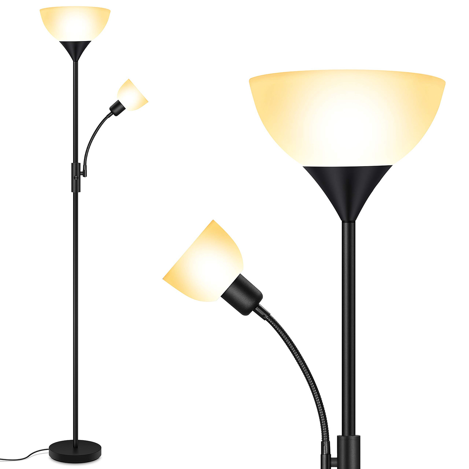 Adjustable 9W LED Torchiere Floor Lamp with 4W Reading Light-image