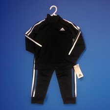 Adidas 2-piece Track suit boys Size 3T Black w/ White Stripes NEW Jacket Joggers