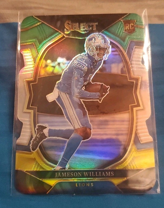 2022 Panini Select - Concourse Jameson Williams #57 Green & Yellow Prizm Die-Cut