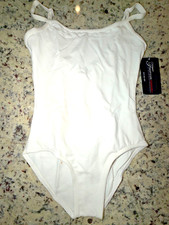 Girls Brand New Size LC Theatrics White Gymnastics or Dance Leotard NWT  Defect