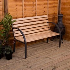 Garden Vida Slatted Garden Bench Wooden Seater Outdoor Furniture Seating Wood S