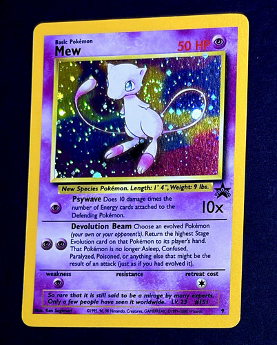 2000 Pokemon MEW Black Star Promo COSMOS HOLO Foil League Card #9 Perfect SWIRL