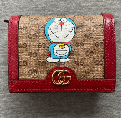 Deadstock Gucci x Doraemon Monogram GG Supreme Card Case Wallet (Brown/Red)