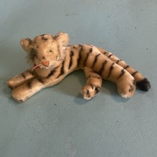 Steiff Bengal Tiger Cub Mohair Germany - 1950s - Vintage 10 Red Felt Tongue