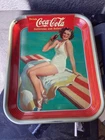 Vintage Haddon Sundblom metal serving tray Coca-Cola 1939 Springboard girl Coke