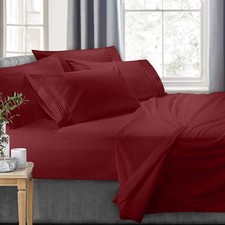 Burgundy RV/Short Queen 6-Piece Bed Set for Campers - Deep Pocket Fitted Sheet L
