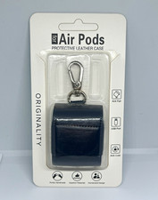 Protective Leather Case with Keychain Clip for Apple AirPods - Blue