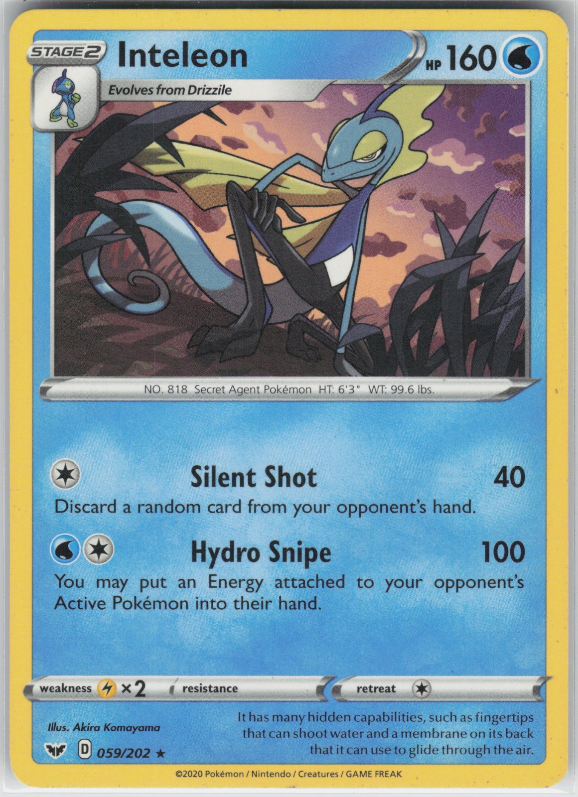 Inteleon 059 Rare SWSH01: Sword & Shield Base Set 059/202 LP