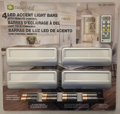 Brand New Capstone 4 LED Accent Light Bars Remote Magnetic Under Cabinet Lights