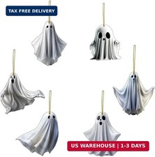 6 Pcs Halloween Hanging Ornaments for Tree Cute White Little 1, Ghost-a-541