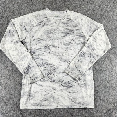 Columbia PFG Shirt Men M White Snake Skin Long Sleeve Fishing Protection Hiking