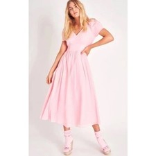 NWT LoveShackFancy Hutchinson Dress Powder Pink Silk Cotton Maxi Size 0