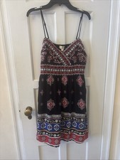 ENTRO  Black Boho  Strappy Lined Sundress Rayon Small