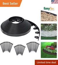 Durable No-Dig Black Landscape Edging - 100ft Garden Edge with Anchoring Spikes