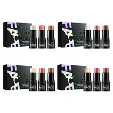 Mujeres 3 Piezas 1 Juego Pluma Contorno Facial Rubor Iluminador Bronceador Palo A Prueba de Sudor