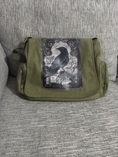 Boho Vintage Olive Green Floral Crossbody Messenger Bag for Women
