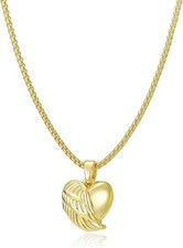 Gold Love Wing Heart Necklace forWomen, Dainty Cute 14K/Fast Delivery in 3-5days