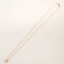 Agete K10 Diamond Crescent Moon Top Necklace Gold Diamond Ball Chain