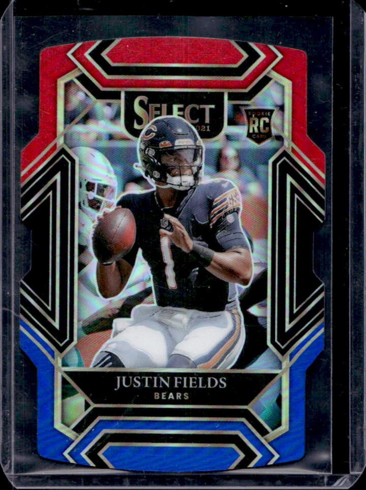 2021 Select Justin Fields RC Red and Blue Prizm Die Cut Club #250 Bears