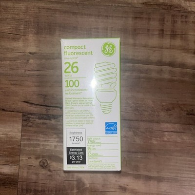 GE Compact Fluorescent Mini Spiral 26w/100w New