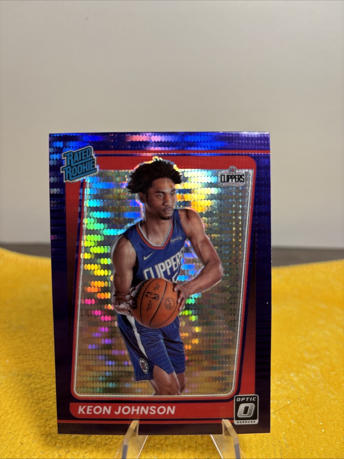 2021-22 Panini Donruss Optic Rated Rookie Keon Johnson #192 Purple Pulsar Prizm