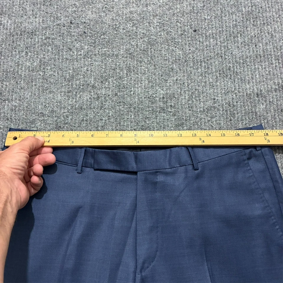 Мужские брюки Ermenegildo Zegna Trofeo размер 54R синие шерстяные плоские спереди с заниженной талией - Изображение 2 из 4